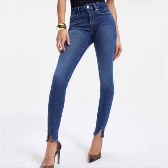 Good American Jeans Womens 28 Blue Good Legs Twisted Slit Indigo004 Stretch - Picture 1 of 12